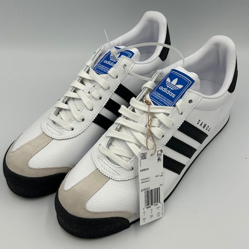 Adidas Samoa OG Classic Sneakers Shoe 3 Stripe White Black Men's 10.5 DS No Box